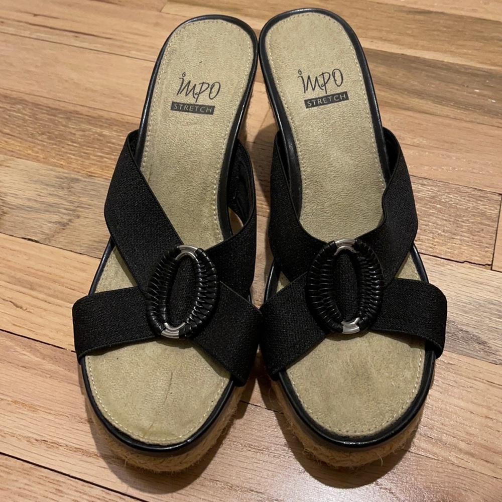 Impo black summer wedges